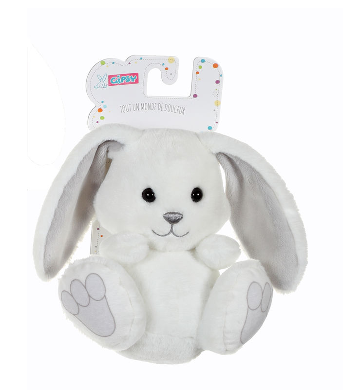  lapin emprunte soft toy rabbit white grey 